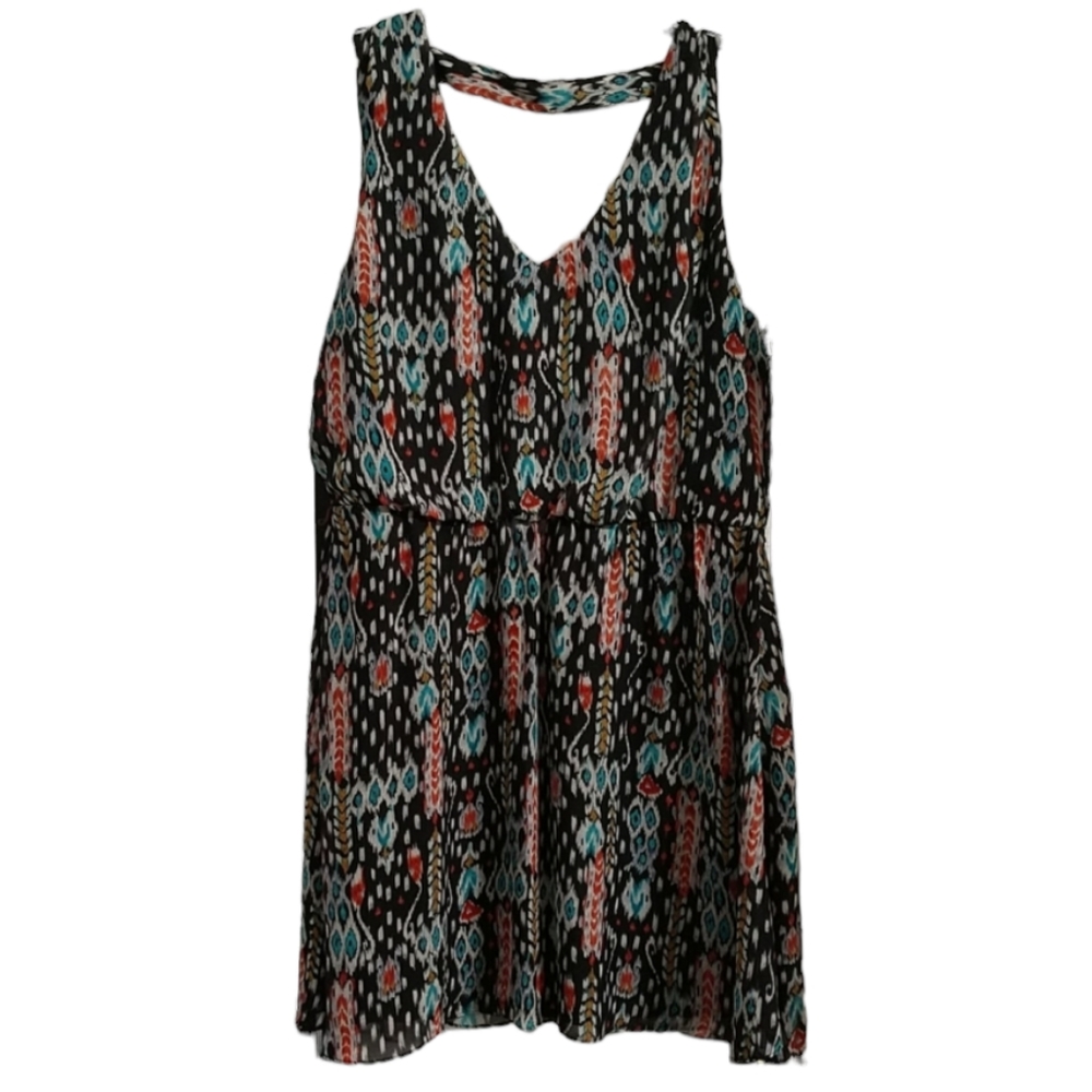 New Bisou Bisou Flirty Summer Dress sz 16 Abstract Design Multi Colors